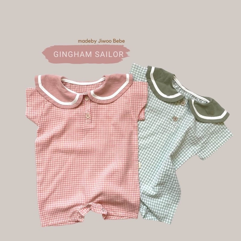 [Hàng Thiết Kế] Bodysuit Cho Bé Dáng Thủy Thủ Hoạ Tiết Kẻ Ô - Bộ Liền Thân Kẻ Thủy Thủ Phối Màu Cho Bé Trai Và Bé Gái