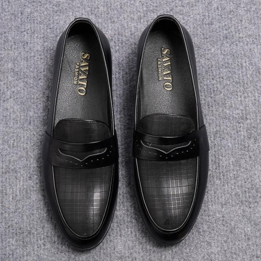 Giày Công Sở Da Nam Dập Vân Vải Linen PUNO '