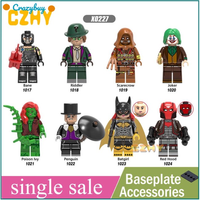 CR DC Comics Mini Figure Batman Lego Minifigures Joker Scarecrow Penguin Bricks Toys X0227