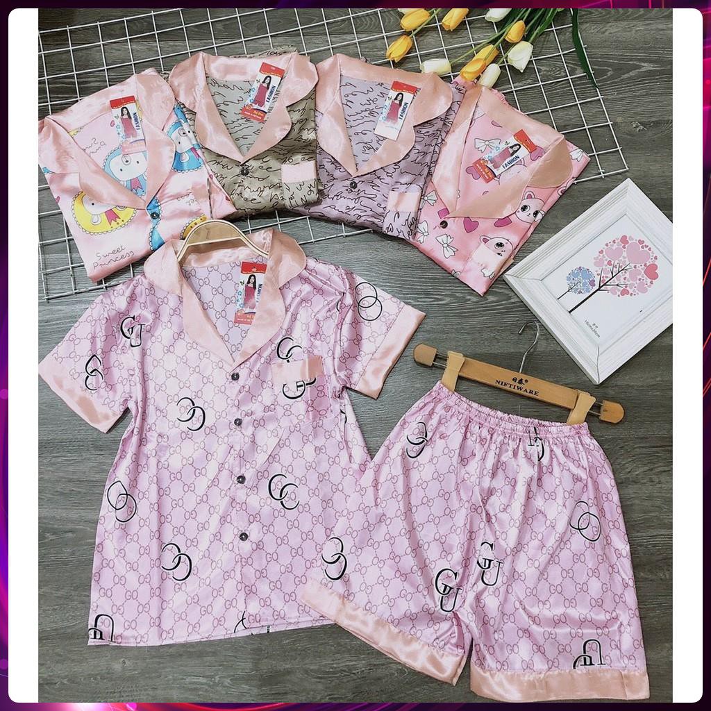 Đồ Ngủ Nữ, Bộ Pijama Satin Tay Ngắn Siêu Xinh - Hàng Hàn Quốc, Mặc Là Xinh