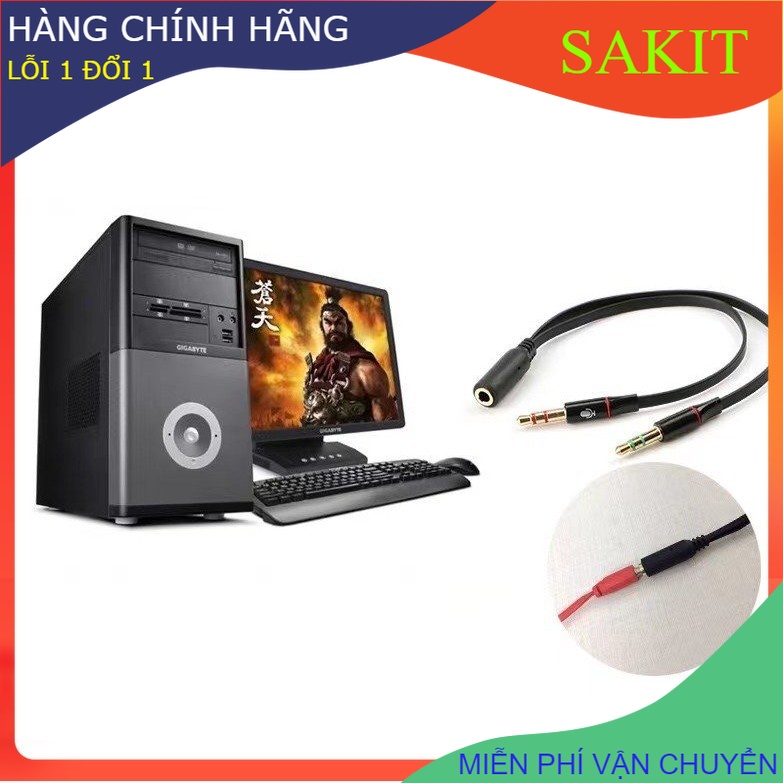 Jack - Cáp Chuyển Đổi Tai Nghe 2 chân 3.5mm Sang 1 Cổng 3.5mm cáp gộp audio và mic dùng cho laptop và máy tính PC