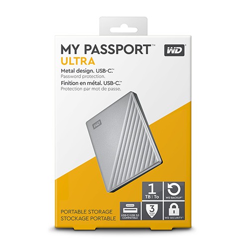 Ổ cứng di động HDD WD 2Tb My Passport Ultra Bạc