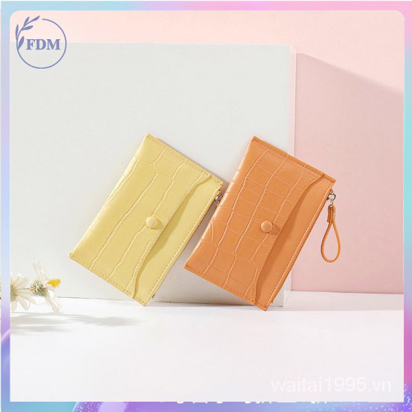 Ví ngắn đựng thẻ có khóa kéo họa tiết vân đá thời trang cho nữ