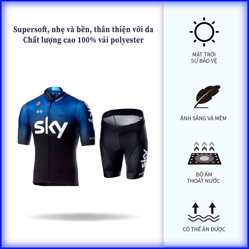 SKY Phong cách mới Thoải mái thoáng khí Quần áo đi xe đạp dành riêng cho Đội dành cho Nam giới Màu trắng Tay ngắn Tay áo Bộ Áo khoác Đi xe đạp