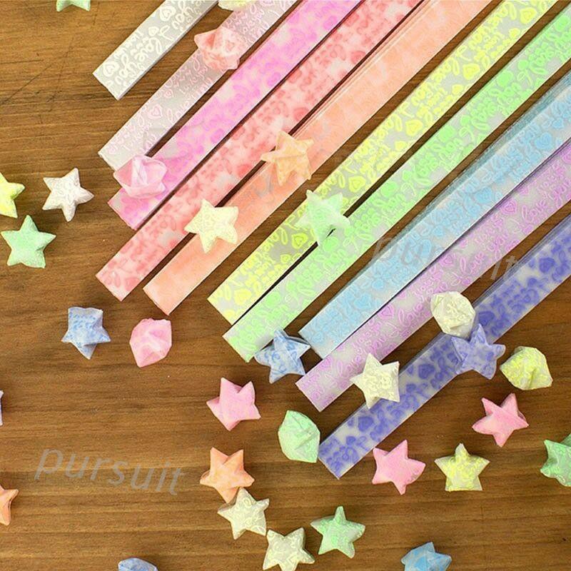 210pcs Lucky Star Folding Paper Strip Pastel Luminous Origami Star