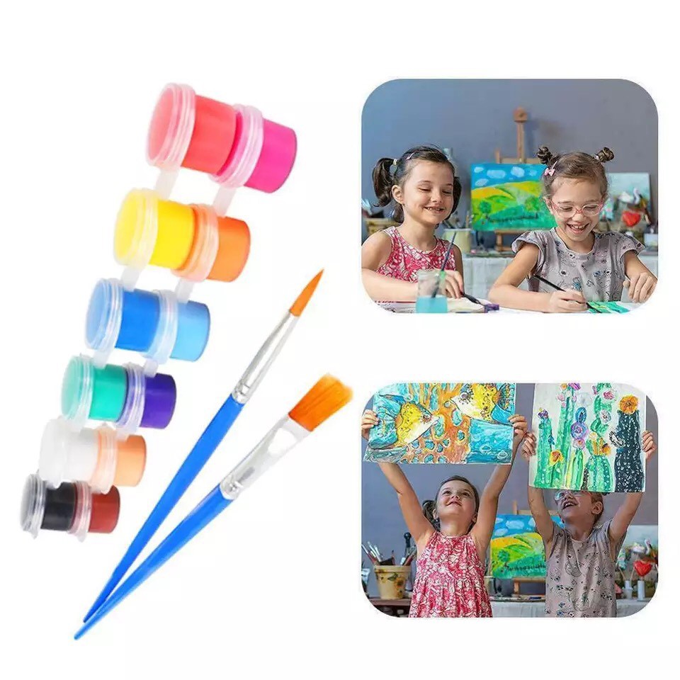 Bộ Màu Acrylic  12 Màu, Kích Thước Nhỏ, Kèm Cọ Và Cọ Vẽ, Sơn, Cọ Vẽ, Vẽ Kính Trong Một Bộ, Sẵn Sàng Để Làm Việc