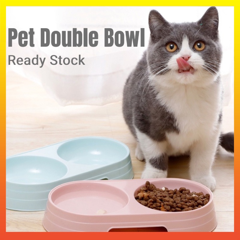 Tô Nhựa Đựng Thức Ăn Nước Uống Hai Ngăn Chống Trượt Cho Chó Mèo