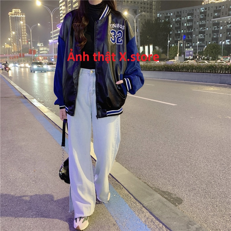 Áo Khoác Bomber Nam Nữ Da Phối Nhung 32 - Áo Bomber Bóng Chày Chất Đẹp X.Store Có Ảnh Thật + Video Tự Chụp + Đánh Giá