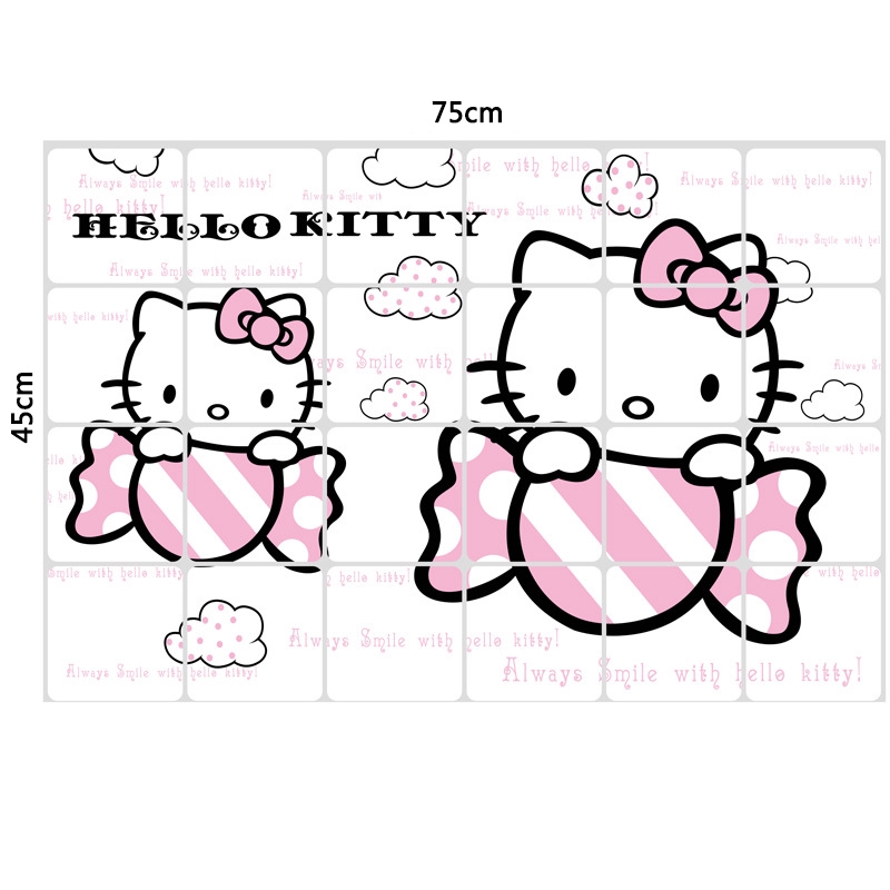 Miếng Dán Tường Chống Dầu Hình Hello Kitty Dễ Thương