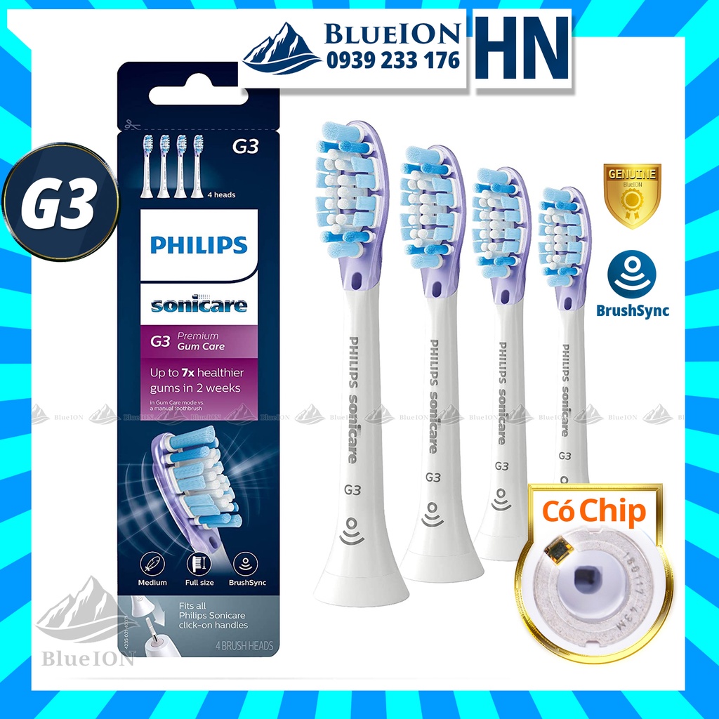 [Hàng Mỹ] Đầu bàn chải điện Philips Sonicare G3 PREMIUM Gum Care (màu trắng)