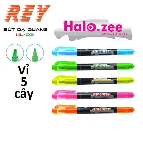 [Giá sỉ] Vỉ 5 cây bút dạ quang Halozee 𝑻𝒉𝒊𝒆̂𝒏 𝑳𝒐𝒏𝒈 HL-03