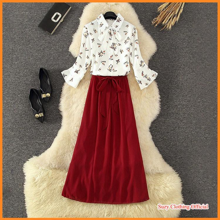 Set đầm chiffon in hoa thời trang | BigBuy360 - bigbuy360.vn