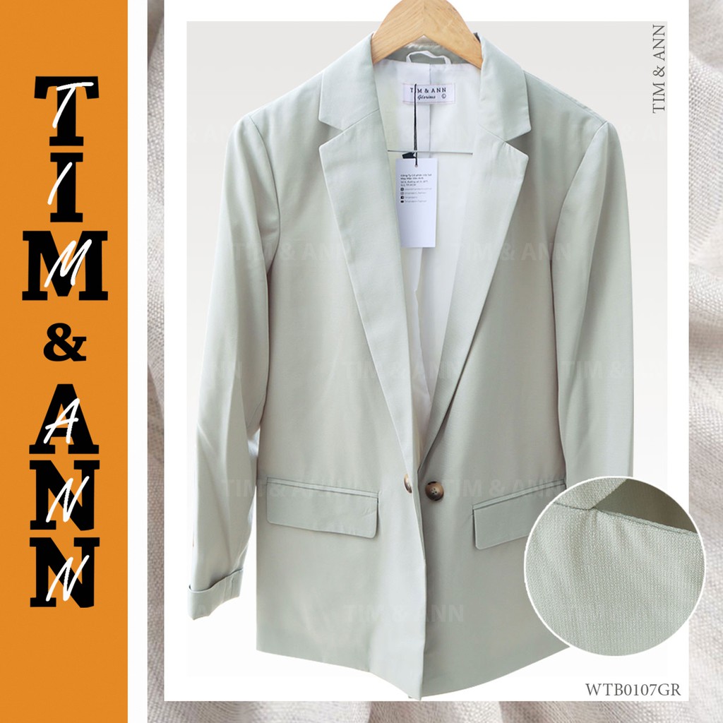 Áo Blazer 2 Lớp Nữ - Áo Vest Nữ Suông Xanh Mint 0107GR  - Áo Khoác Nữ - Thời Trang Nữ Tim & Ann