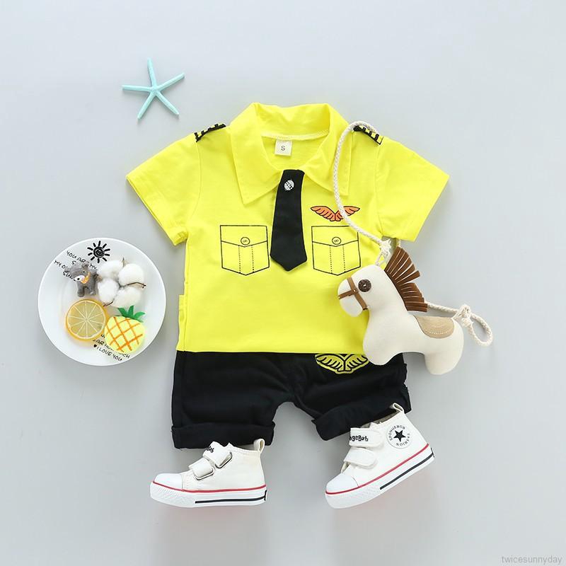 Set áo thun phối cà vạt + quần short cho bé trai