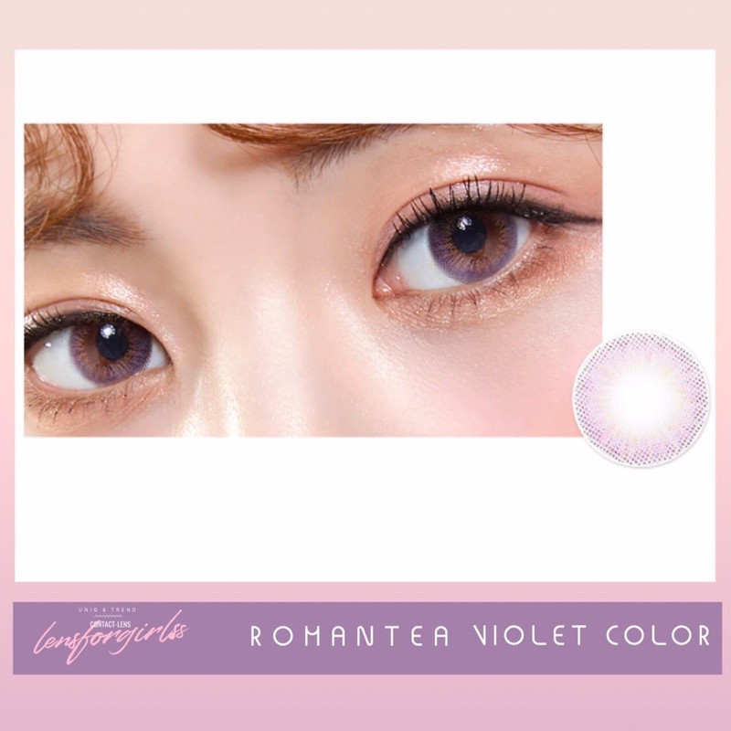 (Sẵn 3.00 độ) Kính áp tròng Romantea Violet của Lenstown (Hsd 1 tháng)