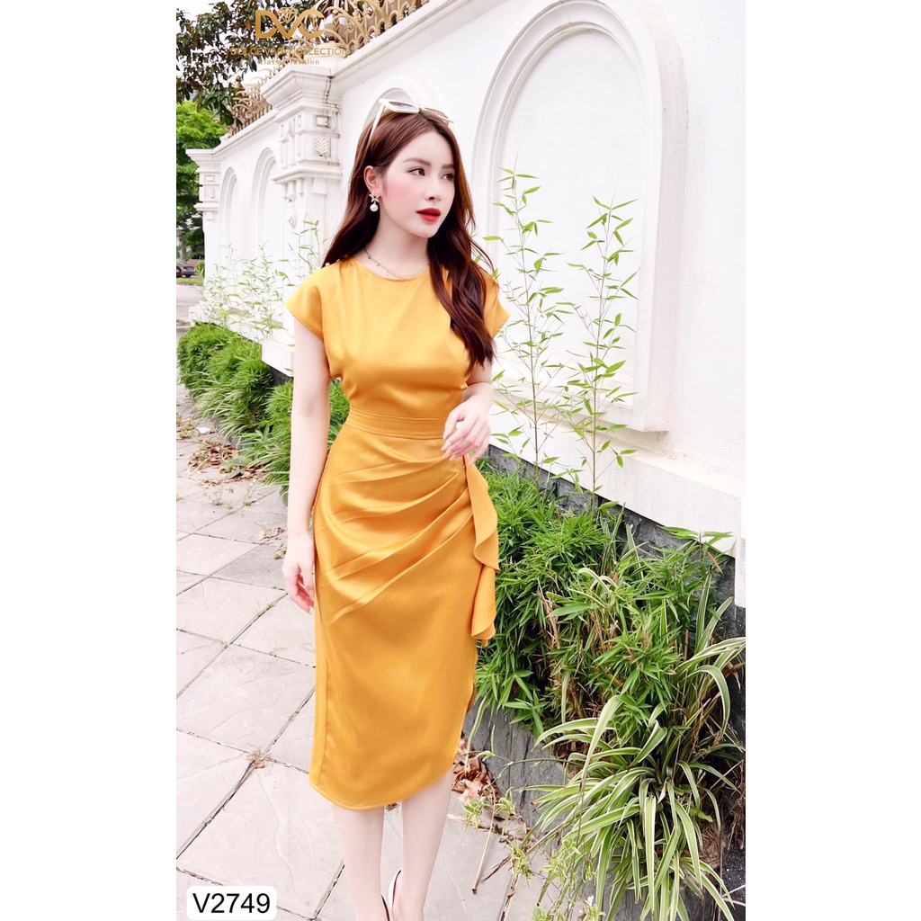 Váy body nhún eo cổ tròn sang chảnh V2749