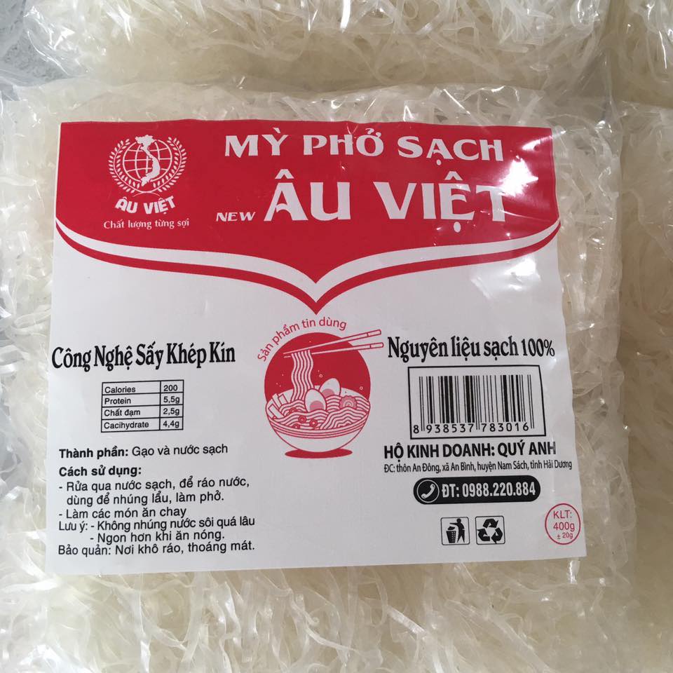 Mì Gạo Sạch, Mì Phở Sạch Âu Việt, Mì cho mẹ và bé ăn sáng nhanh tiện lợi.