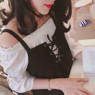 Set váy yếm vintage kèm hình thật
