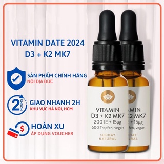Vitamin D3 K2 Mk7 Sunday Natural 20ml Đức [Date 2024] Giúp trẻ tăng trưởng chiều cao.