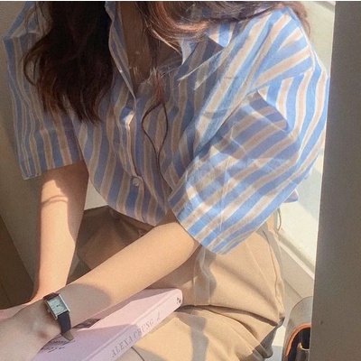 Áo Sơ Mi Tay Dài Kẻ Sọc Thời Trang Mùa Thu Mới Cho Nữ