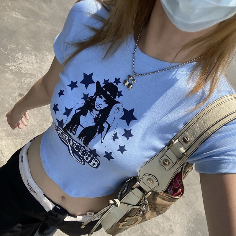 Áo Thun Ngắn Tay Cổ Tròn In Chữ Cá Tính Theo Phong Cách Đường Phố Dành Cho Nữ