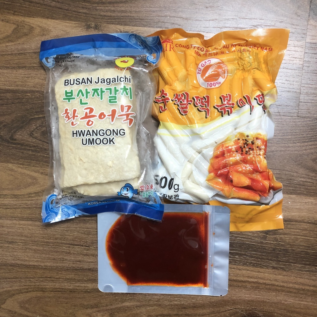 COMBO 500G Bánh Gạo Tokbokki Hàn Quốc + 500G Chả Cá Kèm 80G Sốt