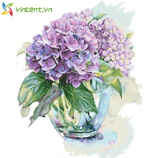Bộ tranh thêu chữ thập 11CT hình hoa cẩm tú cầu
