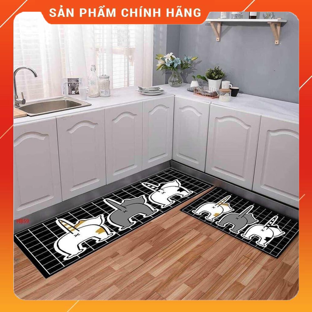 [FREESHIP❤️] Bộ 2 Thảm Bếp 3D Lót Chân Chống Trượt - Set 2 Cái Đế Dày Hàng Cao Cấp: 40x60cm và 40x1m2