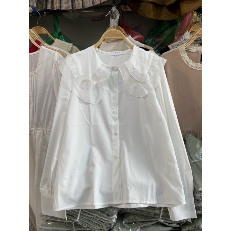 Áo sơ mi trắng nữ cổ bèo 2 tầng bánh bèo hottrend babydoll chất đẹp mầu trắng, đen xiao shop | BigBuy360 - bigbuy360.vn