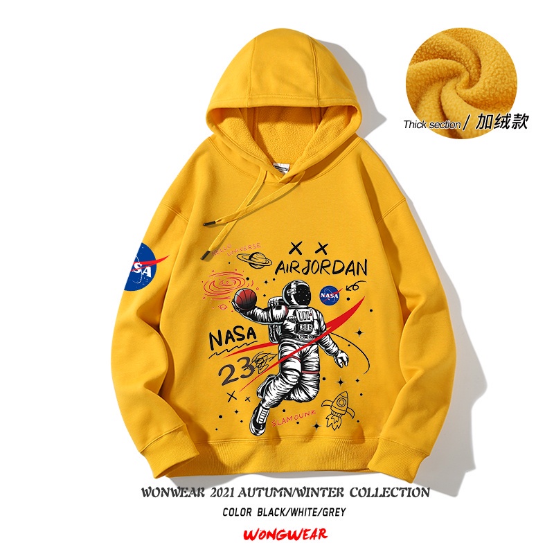 Áo Hoodie Cotton Dày Tay Dài In Hình Phi Hành Gia NASA Dành Cho Cặp Đôi