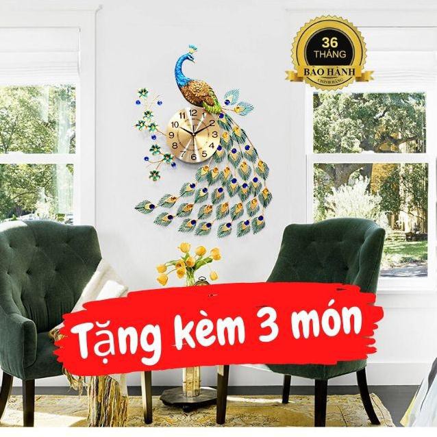 Đồng Hồ Treo Tường Trang Trí Phòng Khách Chim Công TT053