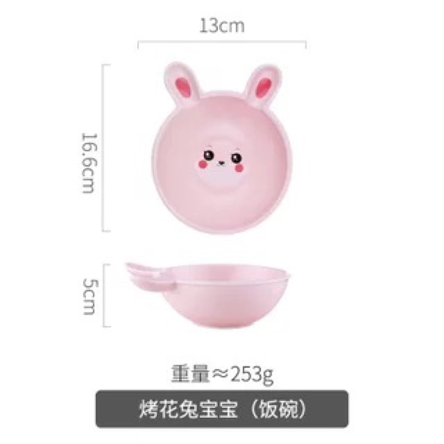 Bát sứ thỏ hồng tai dài cho bé ăn dặm đường kính 13cm