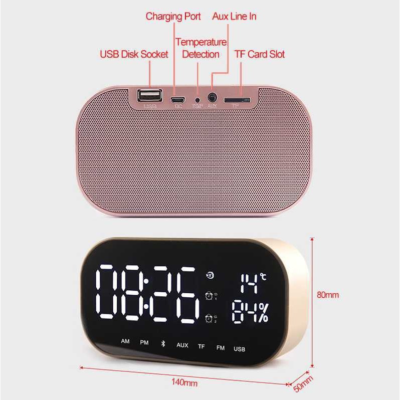 [Xả Kho]- [ Sỉ ] Loa Bluetooth Yayusi S2 LED tích hợp đồng hồ báo thức, đo nhiệt độ