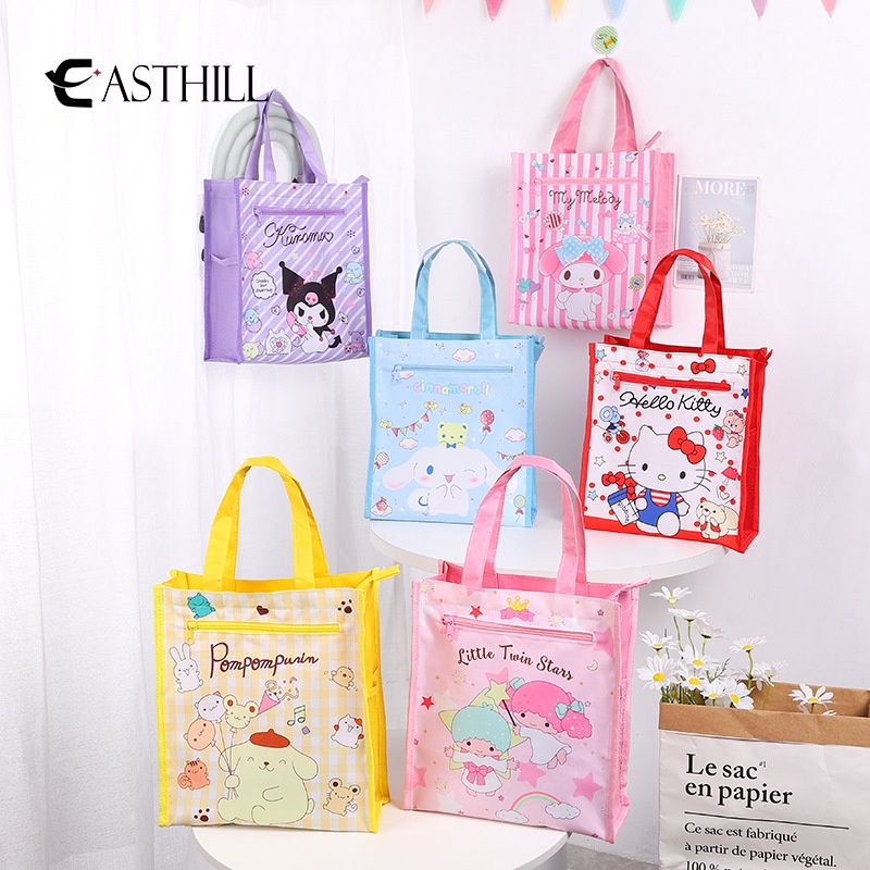 SANRIO Túi Xách Vải Bạt Hình Mèo Kitty Kuromi Đáng Yêu 31CM Làm Quà Tặng Sinh Nhật Cho Bạn Gái