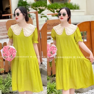 Váy babydoll Green xanh bơ cổ bèo đũi lạnh siêu mát tiểu thư
