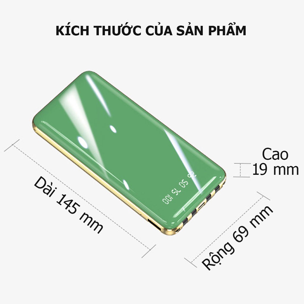 Pin sạc dự phòng HXSJ-20.000mAh Hỗ trợ sạc nhanh 2.1A, Tích hợp sẵn 4 đầu sạc chuyên dụng Micro usb, Type - C, Lightning