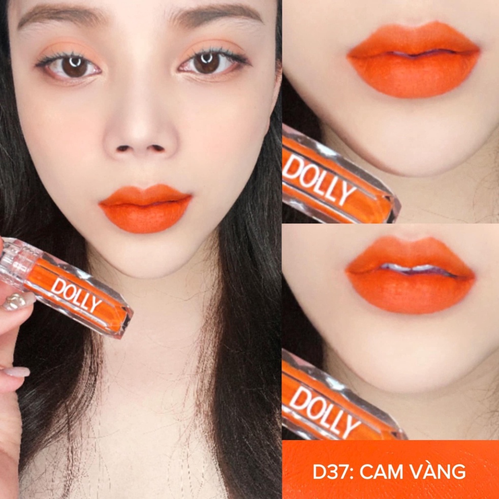 Son Lì, Kem DOLLY DIAMOND VELVET Không Chì Cao Cấp NEW 2022 Màu Cam Vàng