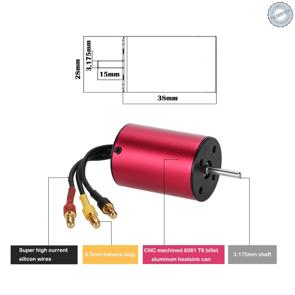 Động Cơ Không Chổi Than Không Cảm Biến Gây Tiếng Ồn S2838 3800kv Chuyên Dụng Cho Xe Điều Khiển 1/18 1/16