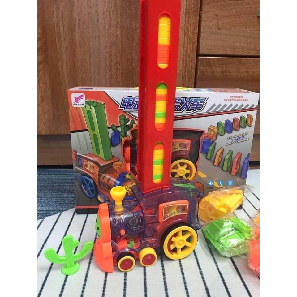Bộ đồ chơi tàu hỏa chạy pin xếp hình domino độc đáo, sáng tạo mẫu mới cực hót cho bé trai và bé gái SALE SỐC