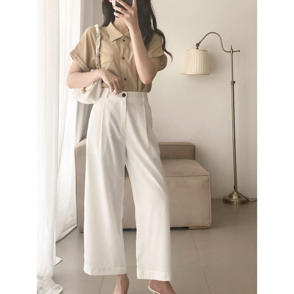 Quần culottes ống suông nữ MADELEN nhiều màu chất vải đũi và linen thoáng mát