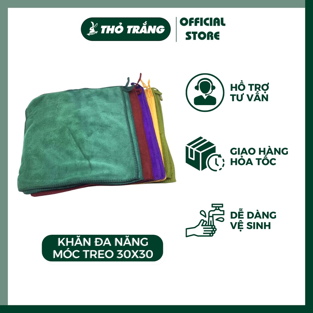 Khăn lau xe, khăn lau nhà bếp, khăn vải làm nail có móc treo siêu thấm hút 30x30cm