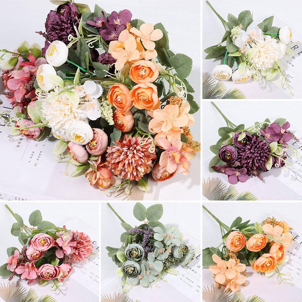 KUNHEV Hoa Mẫu Đơn Giả Bằng Lụa Dùng Trang Trí Nhà Cửa / Tiệc Cưới Phong Cách Retro