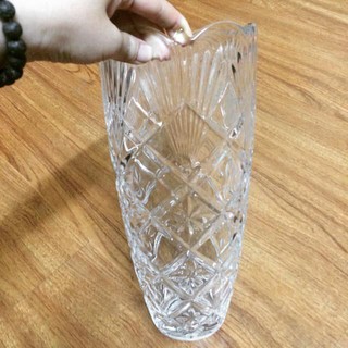 Lọ hoa thủy tinh pha lê trắng 30cm