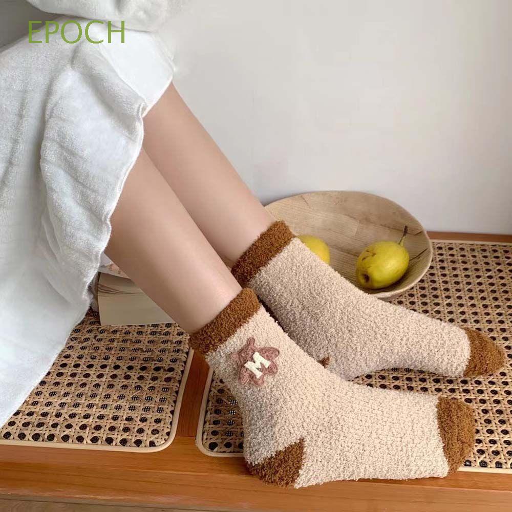 Đôi vớ lông cừu san hô dày dặn ấm áp thoáng khí dễ thương cho nữ