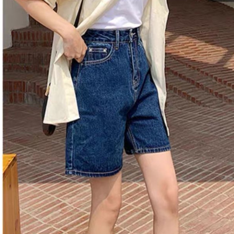 Quần Denim Thời Trang Phong Cách Hàn Quốc 156456 Quần Short Ống Rộng Lưng Cao Thời Trang