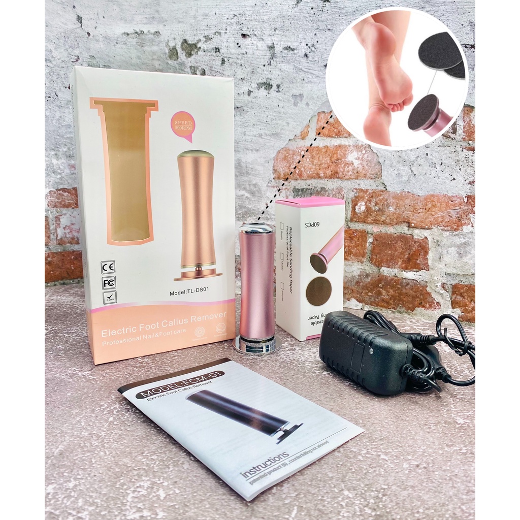 Máy chà gót chân TL-DS01  kèm hộp miếng nhám chà gót - Chạy điện, vỏ nhôm siêu bền - Sushi Nail Mi