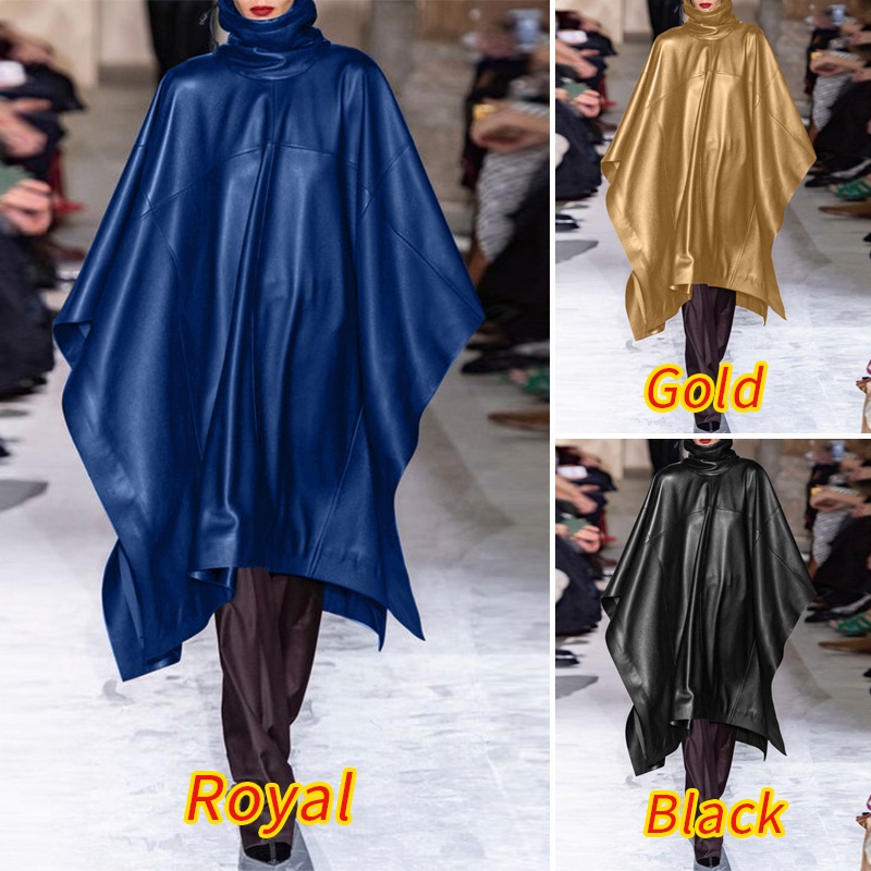 Áo poncho ZANZEA màu trơn dáng rộng cổ lọ không tay phong cách vintage thời trang cho nữ | BigBuy360 - bigbuy360.vn