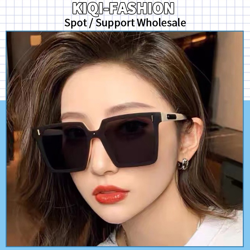 (KIQI-FASHION) COD Kính Chống Nắng Chống Tia Uv400 Tròng Vuông Cỡ Lớn Thời Trang Hàn Quốc Cho Nam Và Nữ