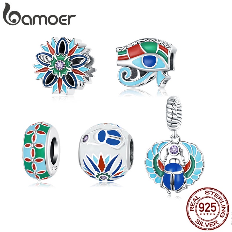 Hạt charm Bamoer Bạc 925 họa tiết hoa sen phù hợp với vòng tay