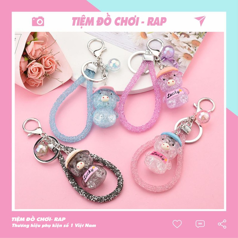 Móc khóa, móc túi Acrylic heo đất may mắn phát sáng dễ thương cute  dùng làm quà tặng, dây treo balo, túi xách, ví cầm t